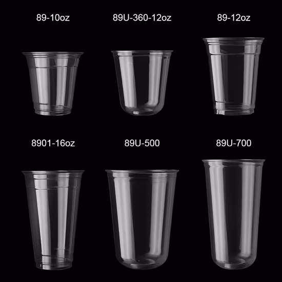 Custom Printed U Shape Clear Biodegradable Disposable Plastic Bubble Tea PP Pet PLA Cup