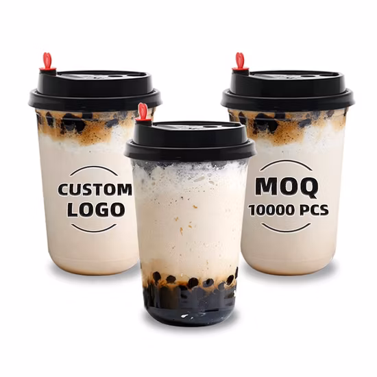 Custom Printed U Shape Clear Biodegradable Disposable Plastic Bubble Tea PP Pet PLA Cup