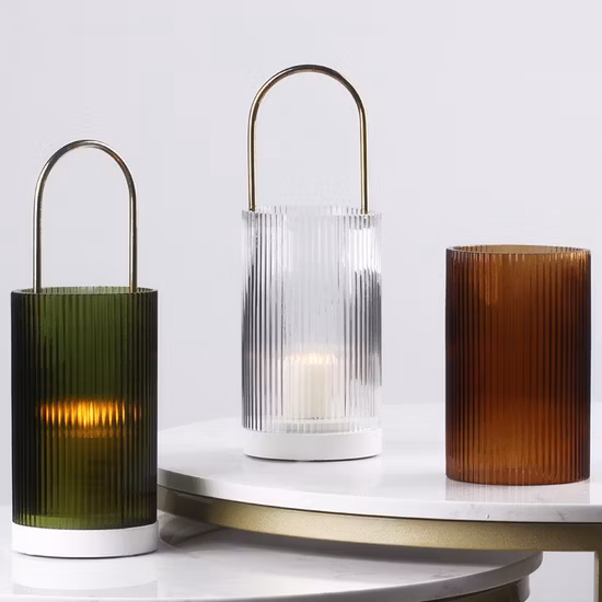 금속 걸이를 가진 가정 훈장 주황색 할로윈 유리제 호박 촛대