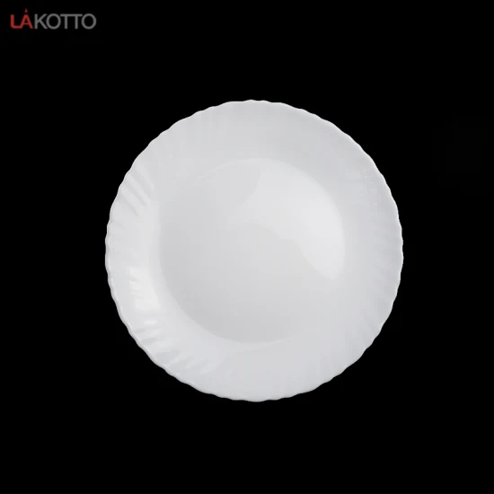 유리 접시 도매 오팔 유리 새로운 클래식 맞춤형 레스토랑 카톤 미니멀리스트 라운드 수프 접시 조각 저녁 식사 접시